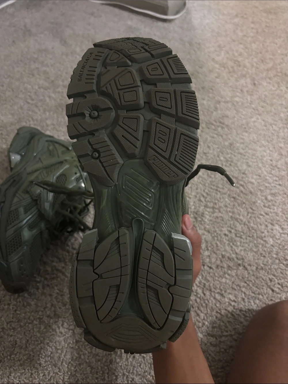 Balenciaga Olive Green Layered Track Sneakers